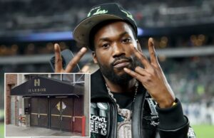 Rapper Meek Mill algemado enquanto policiais procuravam por arma fora do clube de Nova York: fontes policiais Rapper Meek Mill vestindo uma jaqueta de couro preta com