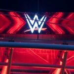 WWE logo inside the company's headquarters.