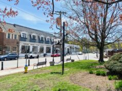 Revelados os subúrbios mais jovens e ricos da América – e 5 são cidades suburbanas de Nova York Vista das lojas do centro de Chappaqua, Nova York, com uma placa comemorativa informando