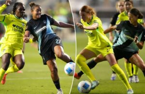 Rival familiar está no caminho do Gotham FC mais uma vez na busca pelo título da NWSL A zagueira do Gotham FC, Jess Carter (27), limpa a bola contra o atacante do Washington Spirit, Gift, na segunda-feira (21), durante a partida das semifinais do ano passado.