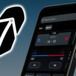 Robinhood abocanha 90% da MIAX Derivatives Exchange em impulso de previsão do mercado. Um close de um smartphone exibindo a interface do mercado de previsão esportiva do Robinhood, mostrando as probabilidades do jogo ao vivo, ao lado de um grande logotipo de pena brilhante do Robinhood em um fundo gradiente azul.