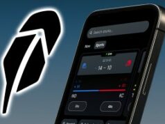 Robinhood abocanha 90% da MIAX Derivatives Exchange em impulso de previsão do mercado Robinhood abocanha 90% da MIAX Derivatives Exchange em impulso de previsão do mercado. Um close de um smartphone exibindo a interface do mercado de previsão esportiva do Robinhood, mostrando as probabilidades do jogo ao vivo, ao lado de um grande logotipo de pena brilhante do Robinhood em um fundo gradiente azul.