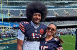 Rome Odunze, do Bears, credita namorada pela estabilidade durante o ano da montanha-russa GettyImages-2243799164 Lesão de Cam Skattebo 2025