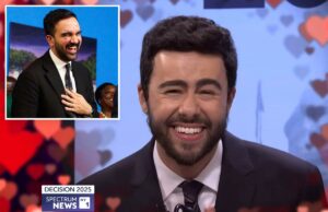 SNL satiriza as promessas vazias de Mamdani e apela aos descolados ‘garotas gostosas’: ‘Eu sei que você tem culpa branca’ Ramy Youssef como Zohran Mamdani rindo durante um debate em uma esquete do Saturday Night Live.