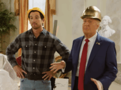 SNL zomba da demolição da Casa Branca de Donald Trump com esboço da Property Brothers James Austin Johnson como Trump e Miles Teller como irmão de propriedade