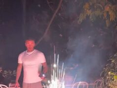 Sir David Beckham corre para se proteger enquanto fogos de artifício explodem na sua frente enquanto Victoria avisa ‘cuidado!’ Sir David Beckham correu para se proteger quando fogos de artifício explodiram na sua frente após uma exibição em casa na Bonfire Night na quarta-feira.