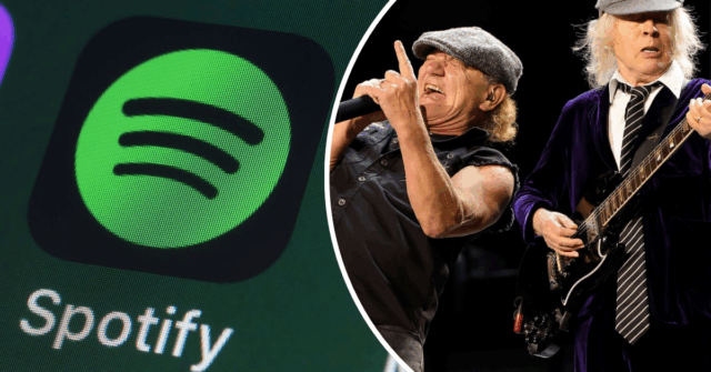 Brian Johnson (esquerda) e Angus Young do AC/DC 