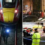 Suspeito de esfaqueamento em massa de trem no Reino Unido grita 'mate-me, mate-me' enquanto policiais o prendem em vídeo dramático