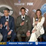 Tom Brady ri com a equipe da Fox Sports antes dos Leões receberem os Packers