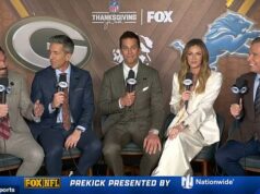 Tom Brady deixa os telespectadores do Dia de Ação de Graças da NFL maravilhados com seu impressionante relógio de US$ 500.000 na cobertura da Fox Tom Brady ri com a equipe da Fox Sports antes dos Leões receberem os Packers