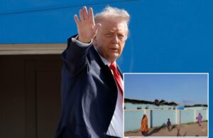 Trump ameaça ir para a Nigéria ‘com armas em punho’ se o massacre de cristãos não parar Pessoas passam por casas incendiadas após um ataque do Boko Haram em Darul Jamal, na Nigéria.