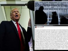 Trump ataca repórter do NY Times na última explosão contra jornalista: ‘Feio por dentro e por fora’ O presidente dos EUA, Donald Trump, fala aos repórteres a bordo do Força Aérea Um.