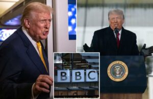 Trump planeja abrir processo de até US$ 5 bilhões contra a BBC por causa do documentário editado em 6 de janeiro Trump planeja abrir processo de até US$ 5 bilhões contra a BBC por causa do documentário editado em 6 de janeiro