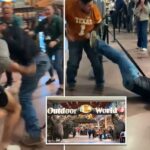 Uma grande briga começa na inauguração do Texas Bass Pro Shop por causa de uma disputa no banheiro