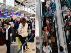 Várias tempestades na semana do Dia de Ação de Graças deverão afetar milhões de viajantes Viajantes na fila de entrega de bagagem self-service da Delta no Aeroporto Metropolitano de Detroit Wayne County.