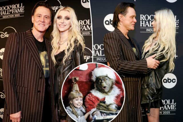 Veja Jim Carrey se reunir com a atriz de Cindy Lou Who, Taylor Momsen, 25 anos depois de 'How the Grinch Stole Christmas'
