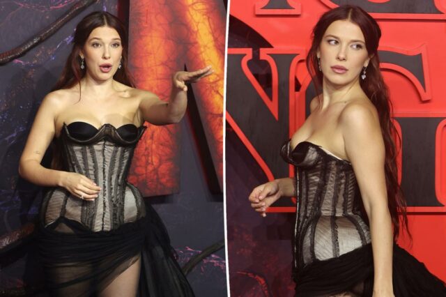 Veja Millie Bobby Brown aplaudindo os fotógrafos dizendo-lhe para sorrir na estreia da 5ª temporada de 'Stranger Things' em Londres
