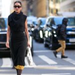 Vestidos de outono de aparência cara e corpos finos em formato de pêra