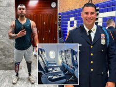 Veterinário da Marinha com pernas protéticas foi expulso do assento na fila de saída pela tripulação da Delta: processo Veterinário da Marinha com pernas protéticas foi expulso do assento na fila de saída pela tripulação da Delta: processo