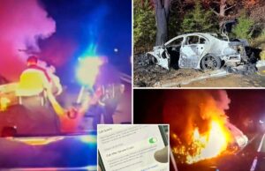 Vídeo dramático mostra policiais heróis puxando motorista inconsciente dos destroços em chamas de NJ – depois que o telefone salvou sua vida Vídeo dramático mostra policiais heróis puxando motorista inconsciente dos destroços em chamas de NJ – depois que o telefone salvou sua vida