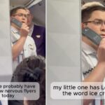 Um piloto da Delta fala no interfone do avião, dirigindo-se a passageiros nervosos.