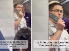 Vídeo viral captura piloto da Delta acalmando passageiros nervosos com uma promessa emocionante para sua filha Um piloto da Delta fala no interfone do avião, dirigindo-se a passageiros nervosos.
