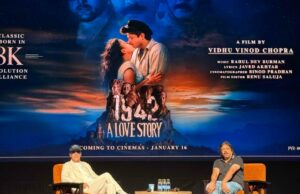 Vidhu Vinod Chopra e Abhijat Joshi contam histórias sinceras e florescem no palco no Festival Internacional de Cinema da Índia Vidhu Vinod Chopra e Abhijat Joshi contam histórias sinceras e florescem no palco no Festival Internacional de Cinema da Índia