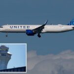 Avião da United Airlines se preparando para pousar no Aeroporto Internacional de São Francisco.