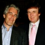 Jeffrey Epstein e Donald Trump em Mar-a-Lago, na Flórida, em 1997.