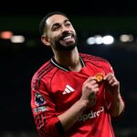 Matheus Cunha celebrates for Manchester United.