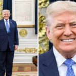 Uma pessoa de terno, olhos fechados e lábios franzidos, sentada em um ambiente formal