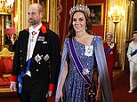 A Princesa de Gales está deslumbrante com uma tiara e um vestido cintilante ao se juntar a Charles, Camilla e William no banquete oficial repleto de estrelas para o presidente alemão A Princesa de Gales está deslumbrante com uma tiara e um vestido cintilante ao se juntar a Charles, Camilla e William no banquete oficial repleto de estrelas para o presidente alemão