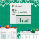 Um homem trabalhando em uma mesa em um computador exibindo uma planilha de orçamento de marketing com gráficos.