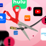 Interface do Google TV e Android TV sobreposta sobre um fundo estampado de cor clara