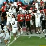 A briga lateral começa nos momentos finais do jogo Louisville-Toledo Bowl por causa do golpe tardio