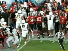 A briga lateral começa nos momentos finais do jogo Louisville-Toledo Bowl por causa do golpe tardio A briga lateral começa nos momentos finais do jogo Louisville-Toledo Bowl por causa do golpe tardio