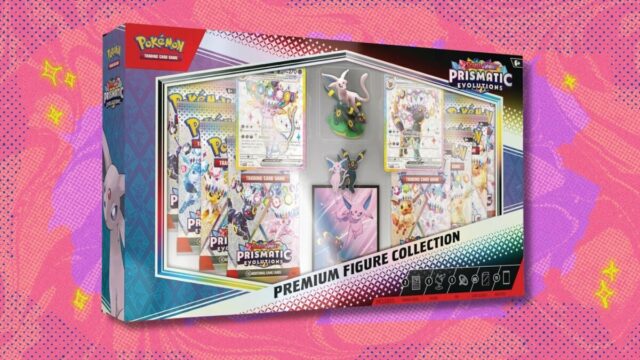 Umbreon ex - 161/131, Sylveon ex - 156/131 e Leafeon ex - 144/131 em um fundo estampado roxo