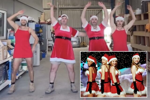 A dança do 'Papai Noel sexy' dos trabalhadores da construção civil australianos se torna viral enquanto eles recriam a coreografia icônica de 'Meninas Malvadas'
