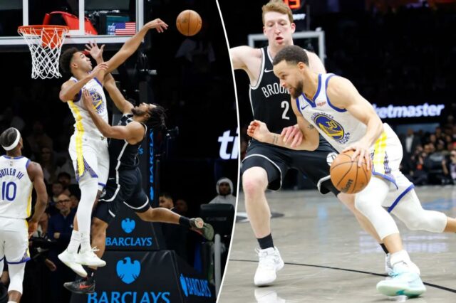A defesa melhorada do Nets não é páreo para Steph A defesa melhorada do Nets não é páreo para Steph Curry e Warriors, já que a seqüência de vitórias termina em três