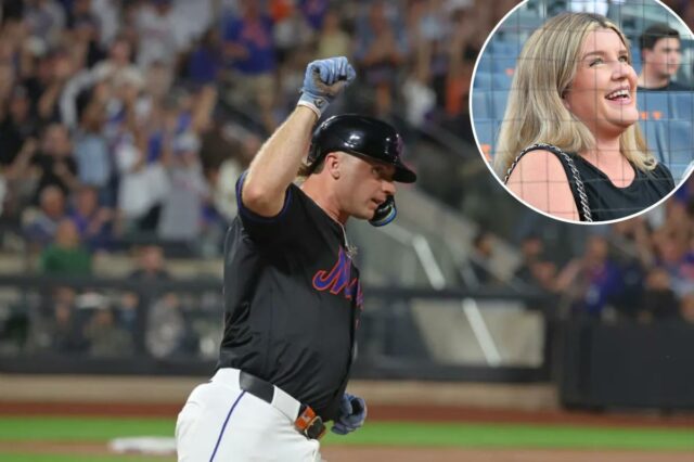 A esposa de Pete Alonso escreve uma postagem emocionante após Pete Alonso (20), primeira base do New York Mets, completa as bases em seu home run de duas corridas durante o segundo turno, quando o New York Mets jogou contra o Miami Marlins na sexta-feira, 29 de agosto de 2025, no Citi Field em Queens, NY.