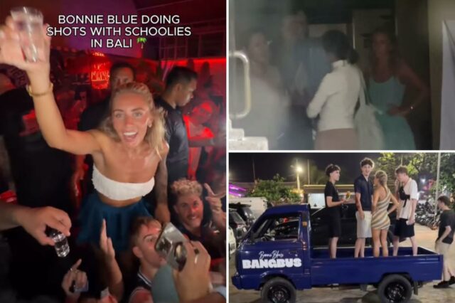A estrela adulta Bonnie Blue é detida pela polícia em Bali durante a façanha da 'Bangbus tour'
