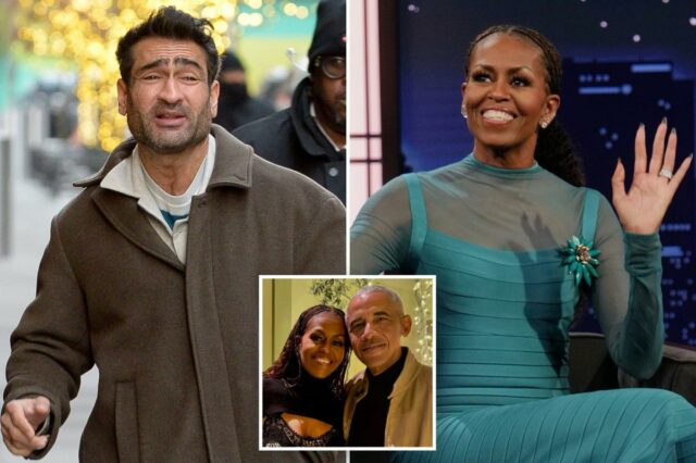 A estrela da Marvel, Kumail Nanjiani, aborda o bizarro boato sobre o caso de Michelle Obama - depois que alguém alertou sua esposa
