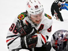 A estrela dos Blackhawks, Connor Bedard, se machucou em um ‘acidente estranho’ durante os segundos finais em um possível esmagamento de lesões O pivô do Chicago Blackhawks, Connor Bedard (98), reage com dor após um confronto com o pivô do St. Louis Blues, Brayden Schenn, durante o terceiro período.