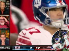 A gafe de chute dos Giants confunde completamente a equipe do ‘ManningCast’: ‘Nunca vi isso’ O chutador do New York Giants, Younghoe Koo (37), tenta uma tentativa de chute.
