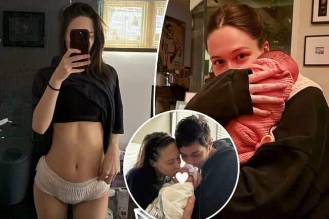 A namorada de Pete Davidson, Elsie Hewitt, mostra fraldas para adultos em uma selfie pós-parto crua
