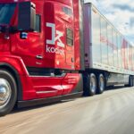 Kodiak Robotics red self-driving truck on highway