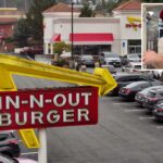 Vista aérea de um restaurante In-N-Out Burger em Daly City, Califórnia.