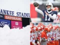 A tempestade de inverno em Nova York causa problemas com a ESPN Skycam no Pinstripe Bowl A tempestade de inverno em Nova York causa problemas com a ESPN Skycam no Pinstripe Bowl