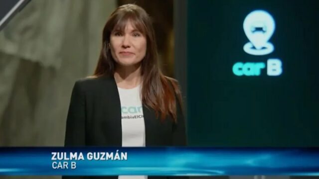Zulma Guzman Castro apresenta seu negócio Car B na versão colombiana de 'Shark Tank'.