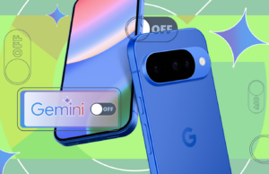 Achei que o Google Docs era suficiente até combiná-lo com o Gemini Uma mulher sentada em um sofá usando o telefone, cercada pelos logotipos do Gmail, Drive, Docs, YouTube e Gemini.